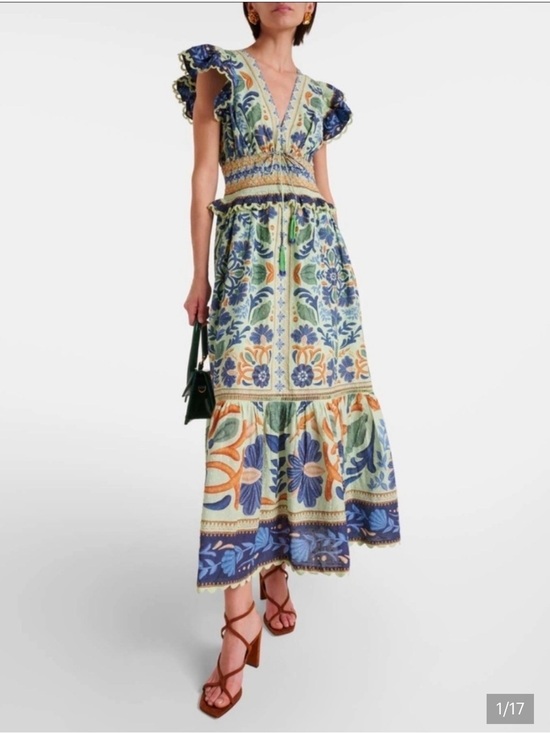 FARM Rio Dresses & Skirts - FARM Rio Blue, Green & Orange Floral Midi Dress